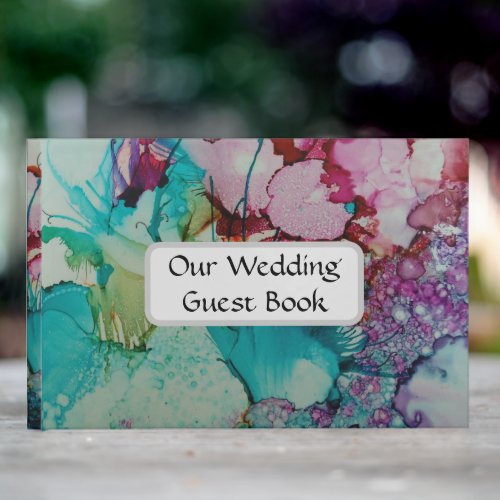 Colorful art wedding guest book