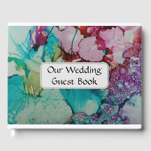Colorful art wedding guest book