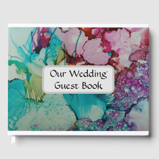 Colorful art wedding guest book