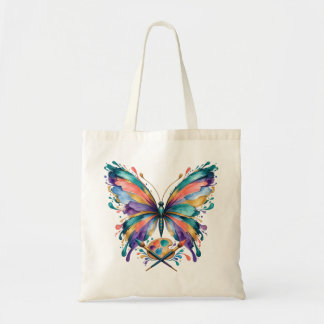 Colorful Artist Butterfly Watercolor Tote Bag