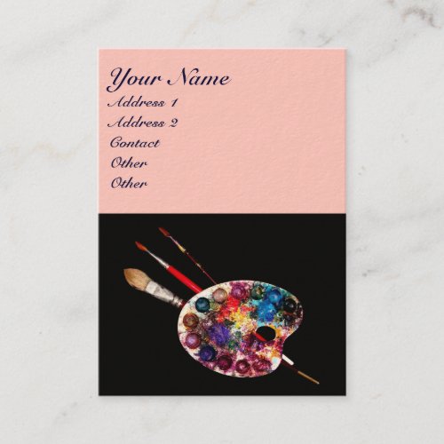 COLORFUL ARTIST COLOR PALETTEBRUSHESBlack Pink Business Card