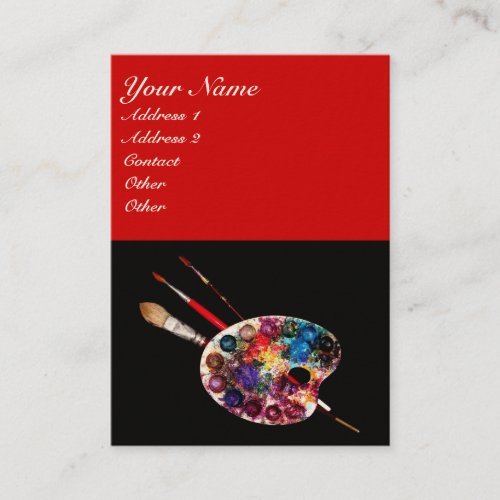 COLORFUL ARTIST COLOR PALETTEBRUSHESBlack Red Business Card