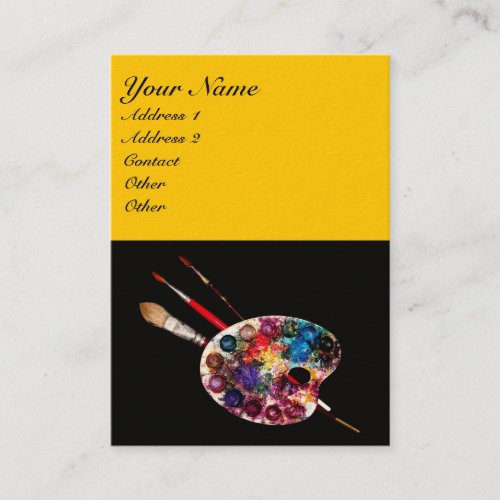 COLORFUL ARTIST COLOR PALETTEBRUSHESBlack Yellow Business Card