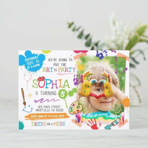 Colorful Artist Invitation with Paint Stains