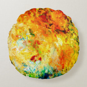 Colorful Artist Palette Round Pillow