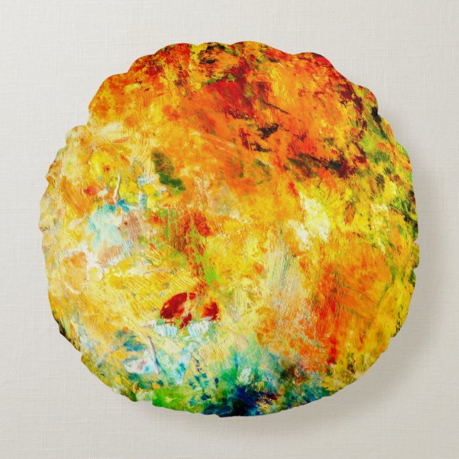 Colorful Artist Palette Round Pillow (Front)