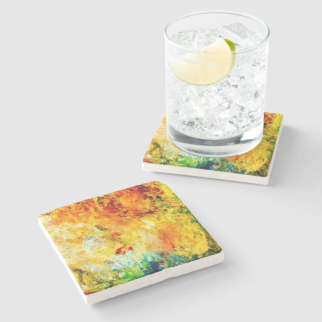 Colorful Artist Palette Stone Coaster (Side)