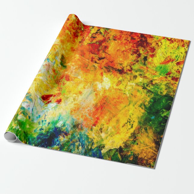 Colorful Artist Palette Wrapping Paper (Unrolled)