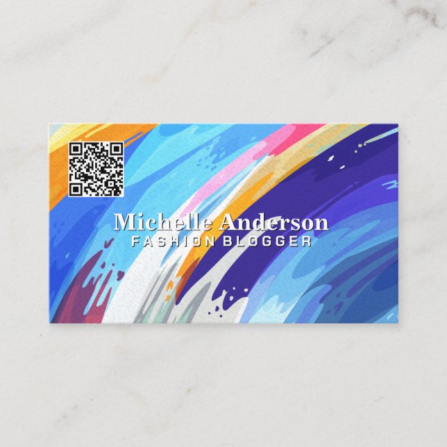 Colorful Artistic Brush Strokes Background Business Card (Front)