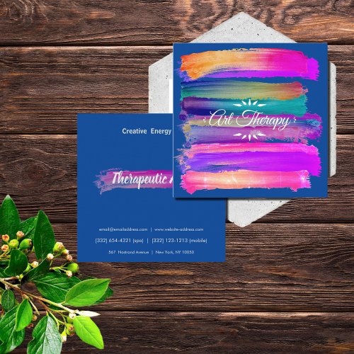 colorful artistic brushstrokes _  art therapy square business card