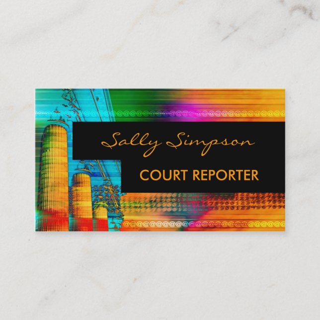 Colorful artistic court reporter business cards (Front)