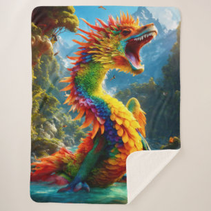 Colorful Artistic Dragon Sherpa Blanket