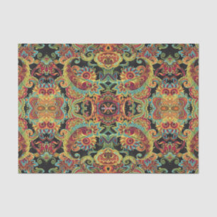 Colorful artistic drawn paisley pattern tissue paper