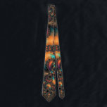 Colorful Artistic Fine Fractal Abstract Neck Tie<br><div class="desc">A new take on the old boring tie as a gift. Instead give a colorful wearable work of art with this beautiful artsy fractal abstract that has many spirals and black holes in bold colors of orange and aqua blue with purple, brown and black accents and it has a shiny...</div>
