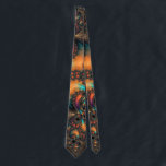 Colorful Artistic Fine Fractal Abstract Neck Tie<br><div class="desc">A new take on the old boring tie as a gift. Instead give a colorful wearable work of art with this beautiful artsy fractal abstract that has many spirals and black holes in bold colors of orange and aqua blue with purple, brown and black accents and it has a shiny...</div>