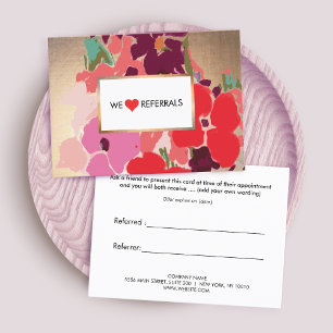 Colorful Artistic Floral, Gold Elegant Referral