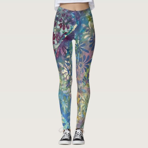 Colorful Artistic Funky Pattern and Textured Paint Leggings
