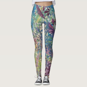 Colorful Artistic Funky Pattern Textured Paint v2 Leggings