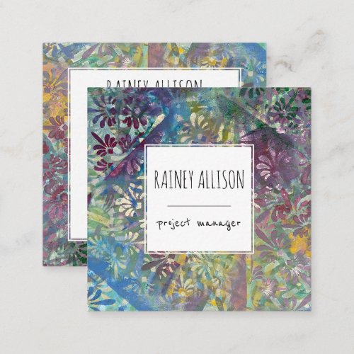 Colorful Artistic Funky Style with Social Icons Square Business Card