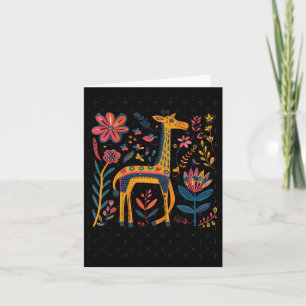 Colorful Artistic Illustration Of A Giraffe Surrou Card