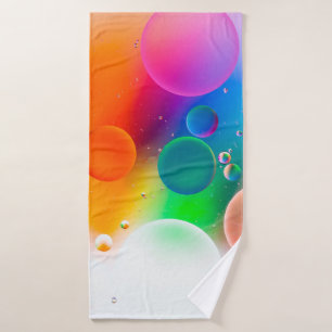 Colorful artistic image of oil drop on water, mode bath towel