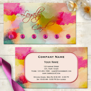 Colorful Artistic Loyalty Punch Card Business Card