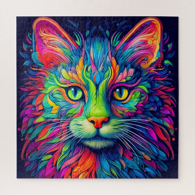 Colorful Artistic Majestic Kitty Cat Art Jigsaw Puzzle (Vertical)