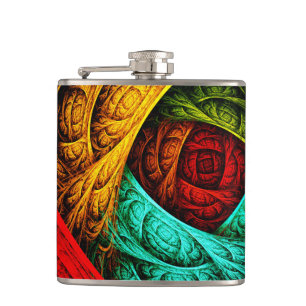 Colorful Artistic Modern Abstract Art Pattern #09 Flask