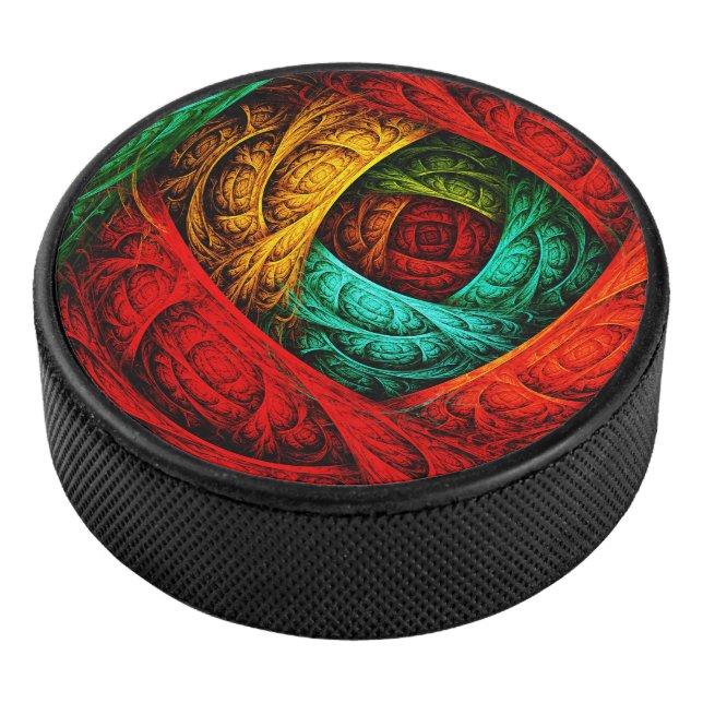 Colorful Artistic Modern Abstract Art Pattern #09 Hockey Puck (3/4)