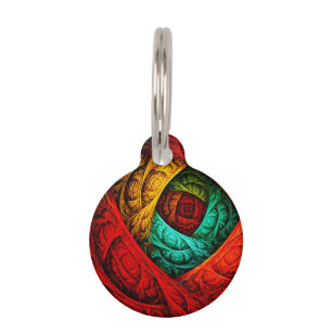 Colorful Artistic Modern Abstract Art Pattern #09 Pet ID Tag
