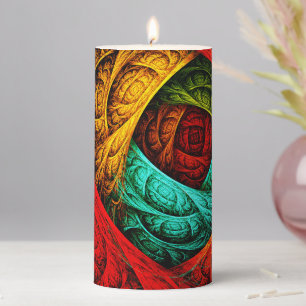 Colorful Artistic Modern Abstract Art Pattern #09 Pillar Candle