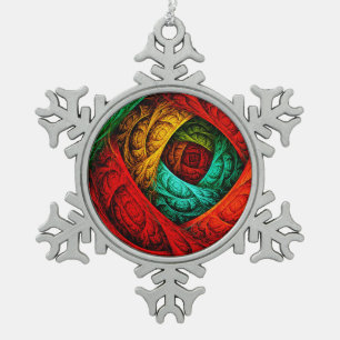 Colorful Artistic Modern Abstract Art Pattern #09 Snowflake Pewter Christmas Ornament