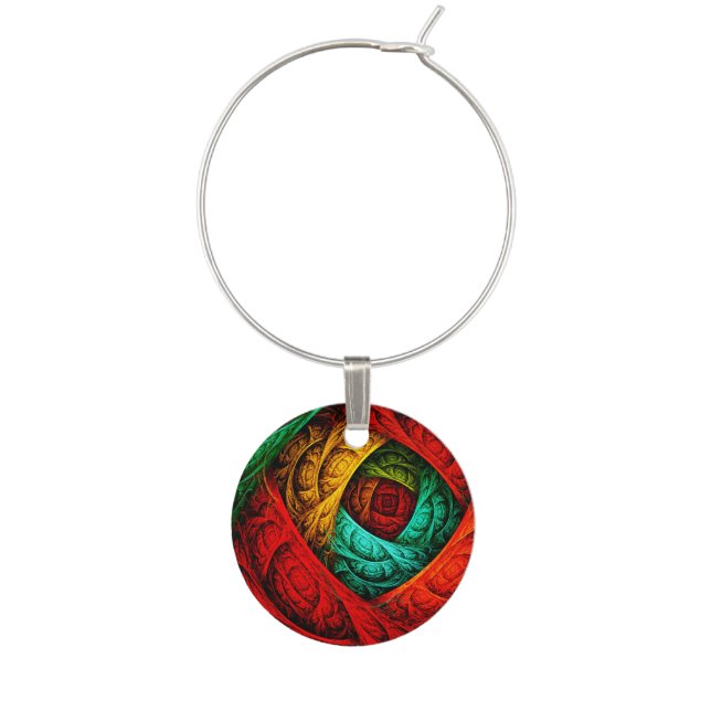 Colorful Artistic Modern Abstract Art Pattern #09 Wine Charm (Front)