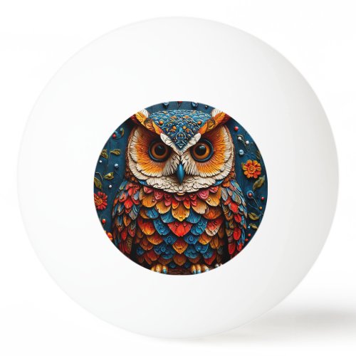 Colorful Artistic Owl Ping Pong Ball