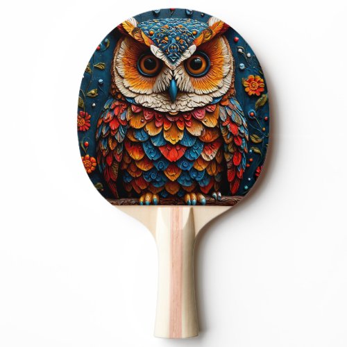 Colorful Artistic Owl Ping Pong Paddle