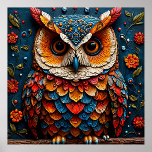 Colorful Artistic Owl Poster
