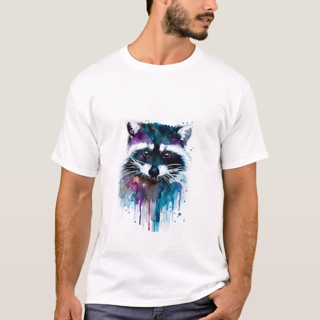 colorful artistic Raccoon tee (Front)