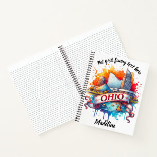 Colorful artistic representation of Ohio's skyline Notebook