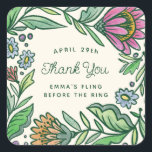 Colorful Artistic Scandi Bridal Shower Gift Favor Square Sticker<br><div class="desc">Sweet and pretty,  this square sticker is easily personalized and features a border design of Scandinavian-inspired florals in colorful jewel tones and pastels giving it a softly rustic and glam vibe. Ideal for a bridal or baby shower,  tie this gift tag on favors,  gifts and more.</div>