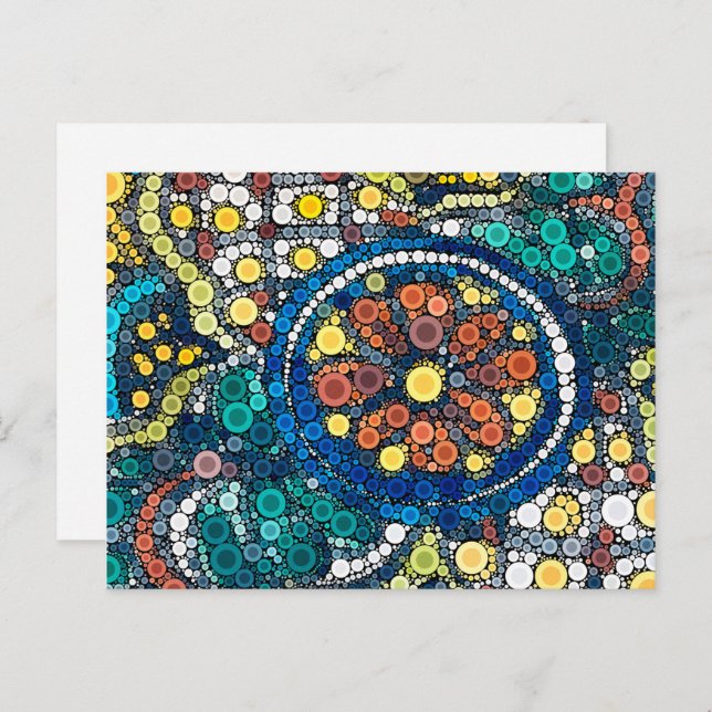 colorful artistic southwest pottery blue postcard (Front/Back)