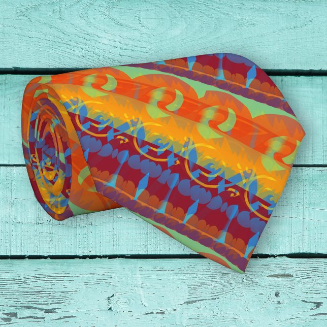 Colorful Artistic Stripe Pattern Tie (Tie featuring a modern artistic and colorful stripe pattern.)