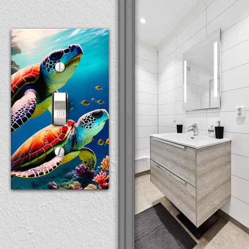 Colorful Artistic Turtle Underwater Ocean Light Switch Cover