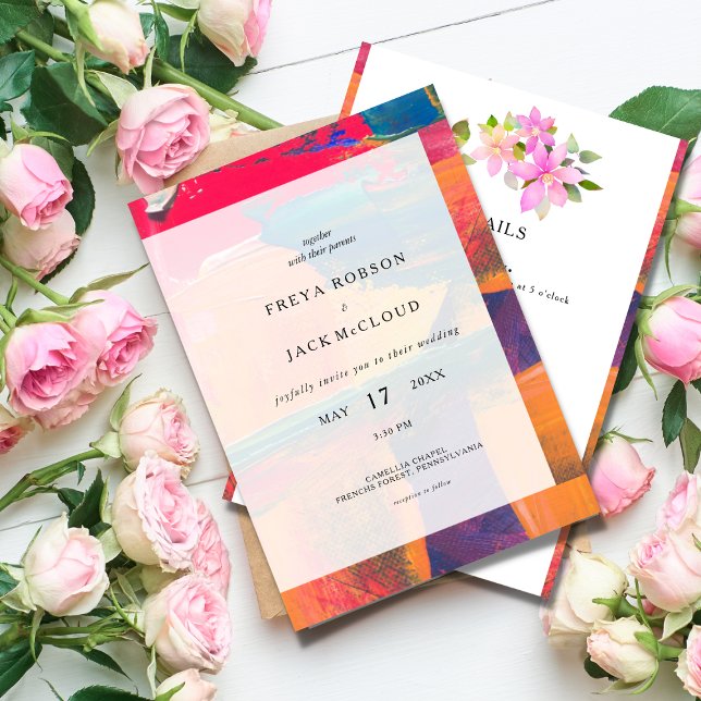 Colorful artistic wedding invitation all in one (Creator Uploaded)