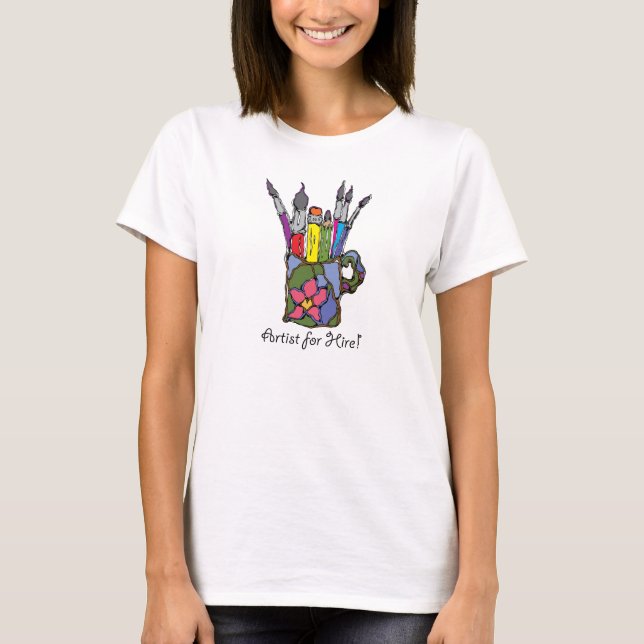Colorful Artists Brushes and Pencils T-Shirt (Front)
