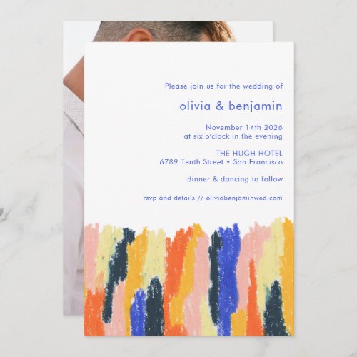 Colorful Artsy Abstract Art Unique Photo Wedding Invitation