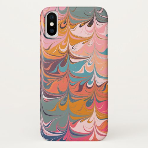 Colorful Artsy Abstract Marble Swirl Design iPhone XS Case