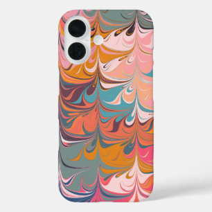 Colorful Artsy Abstract Marble Swirl Design iPhone 16 Case
