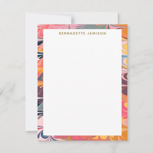 Colorful Artsy Abstract Marble Swirl Design Note Card
