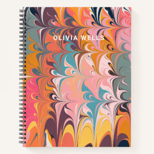 Colorful Artsy Abstract Marble Swirl Design Notebook