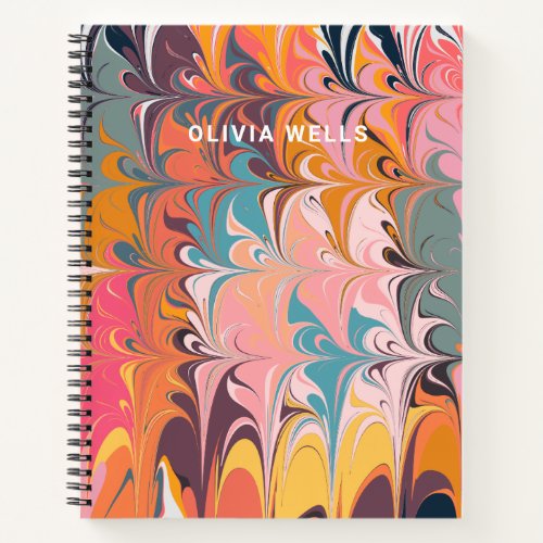 Colorful Artsy Abstract Marble Swirl Design Notebook